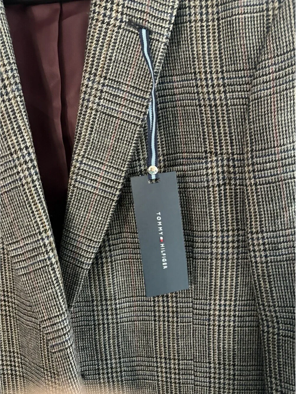 NWT $398 Tommy Hilfiger Luxury 100% Lambswool Glen Plaid Slim Fit Blaze 39L Lux